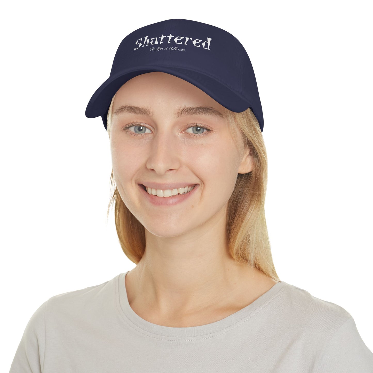 Shattered Low Profile Baseball Cap — "Broken Is Still Art" Gothic Logo