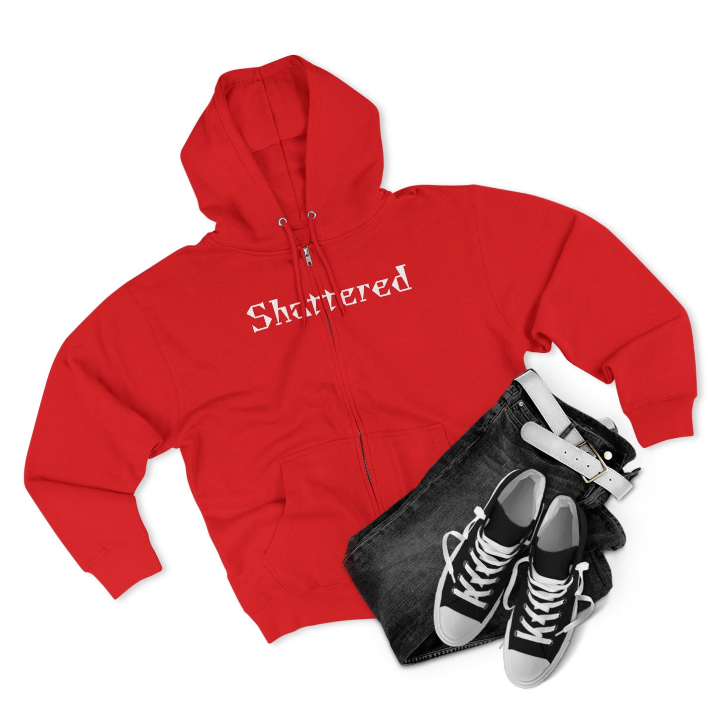 "Shattered"- Zip up Hoodie (Red)