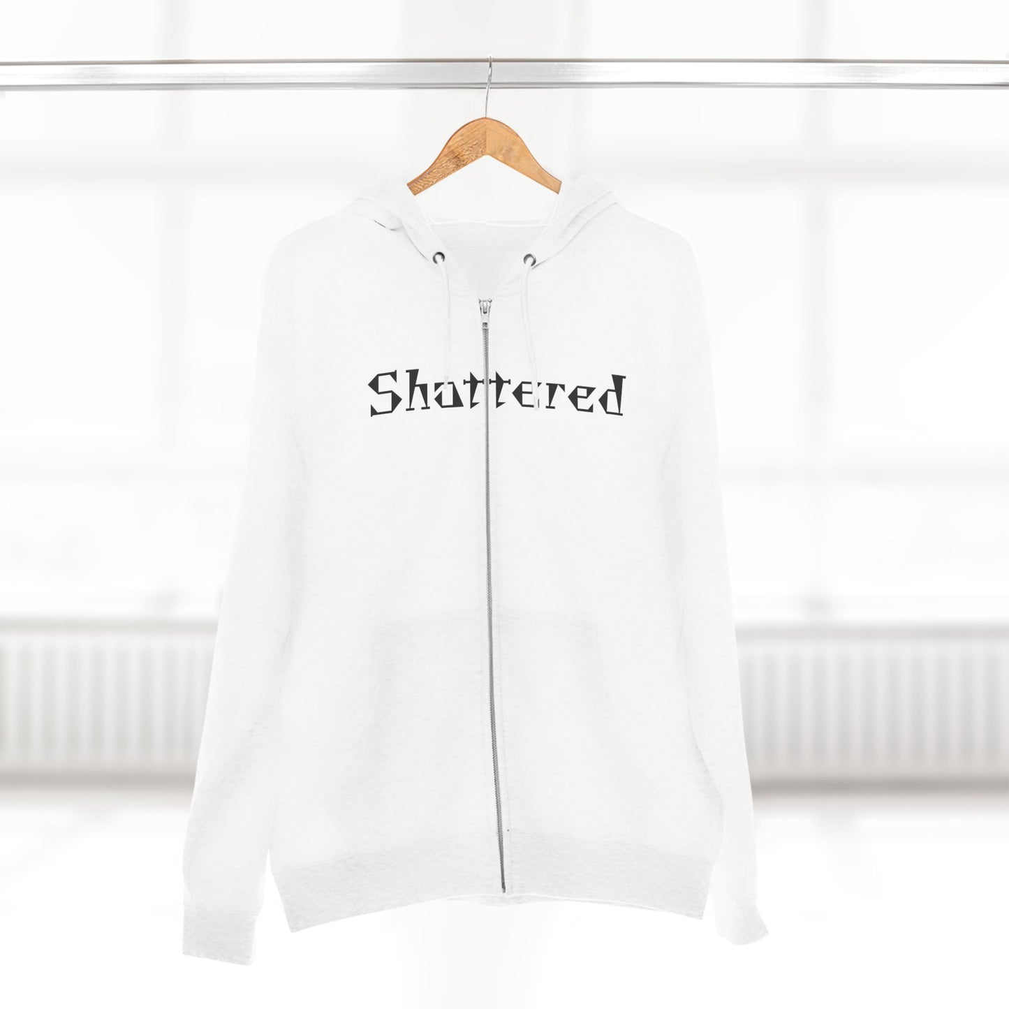 "Shattered"- Zip up Hoodie (White)