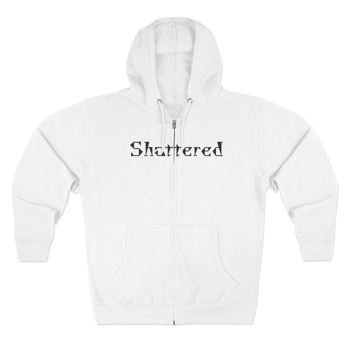 "Shattered"- Zip up Hoodie (White)