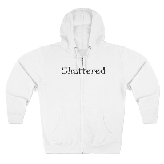 "Shattered"- Zip up Hoodie (White)