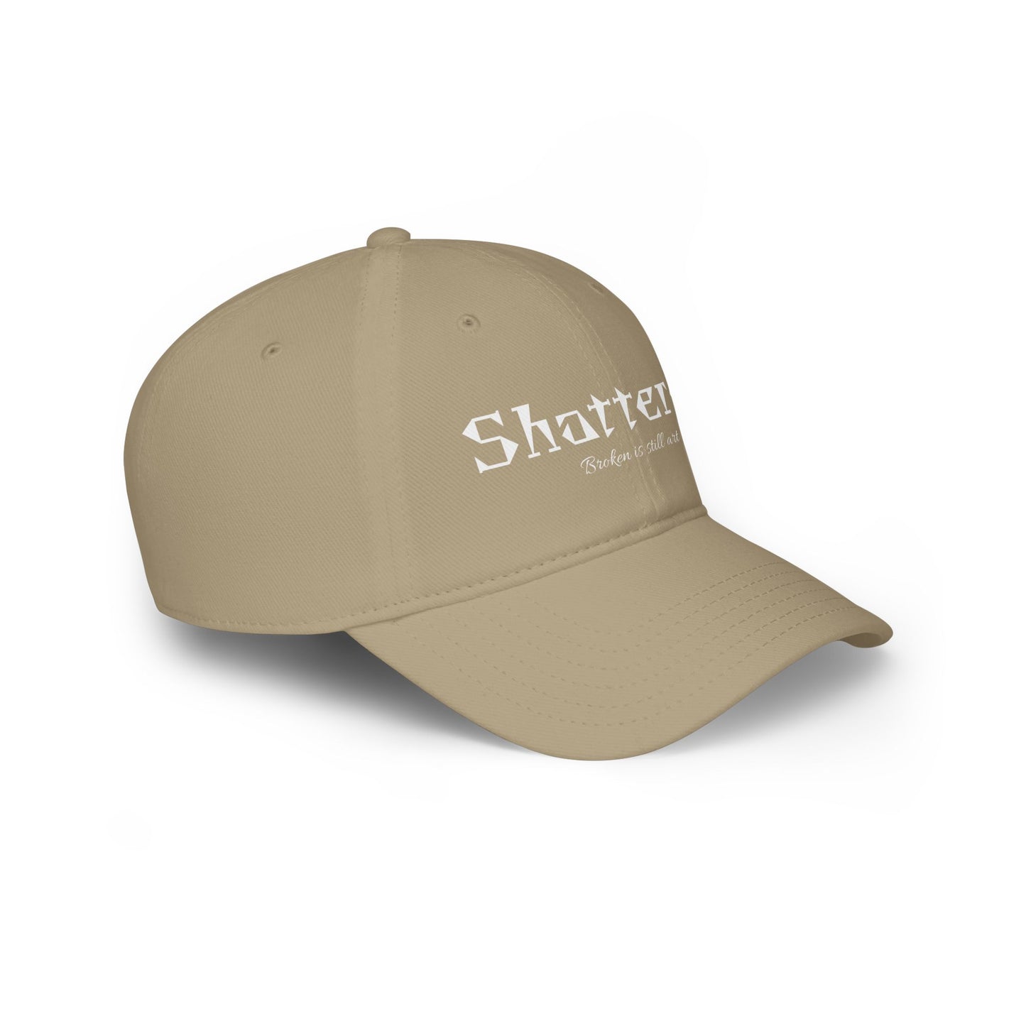 Shattered Low Profile Baseball Cap — "Broken Is Still Art" Gothic Logo