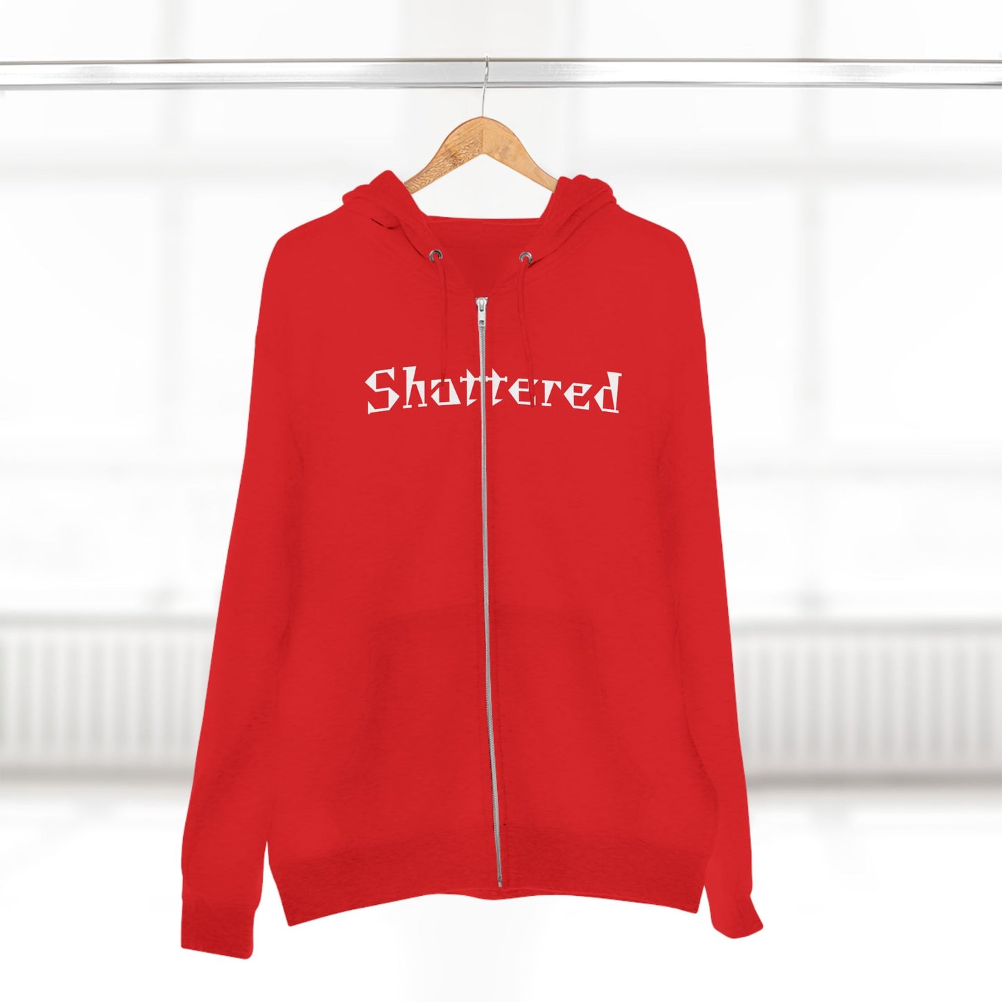 "Shattered"- Zip up Hoodie (Red)
