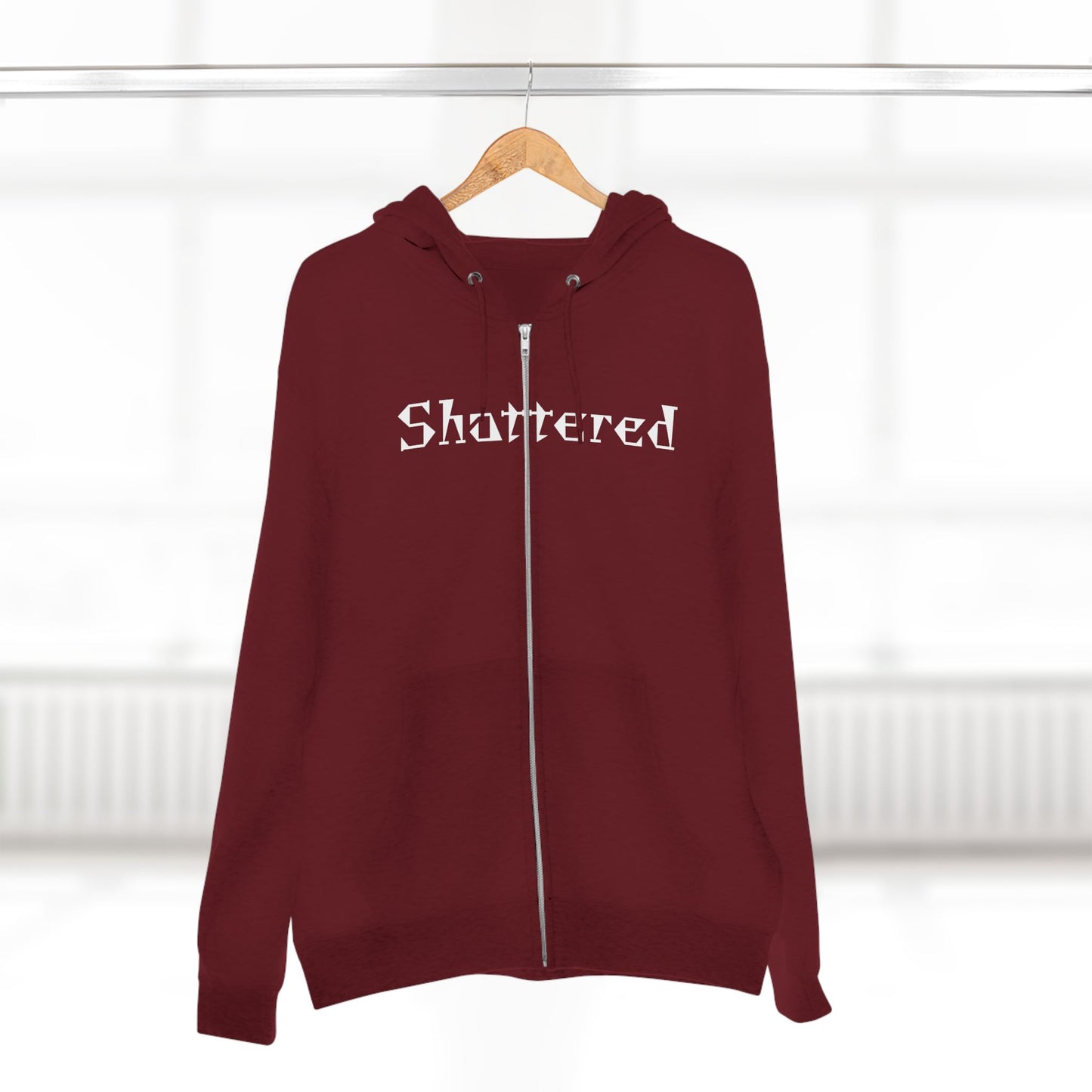 "Shattered"- Zip up Hoodie (Burgundy)