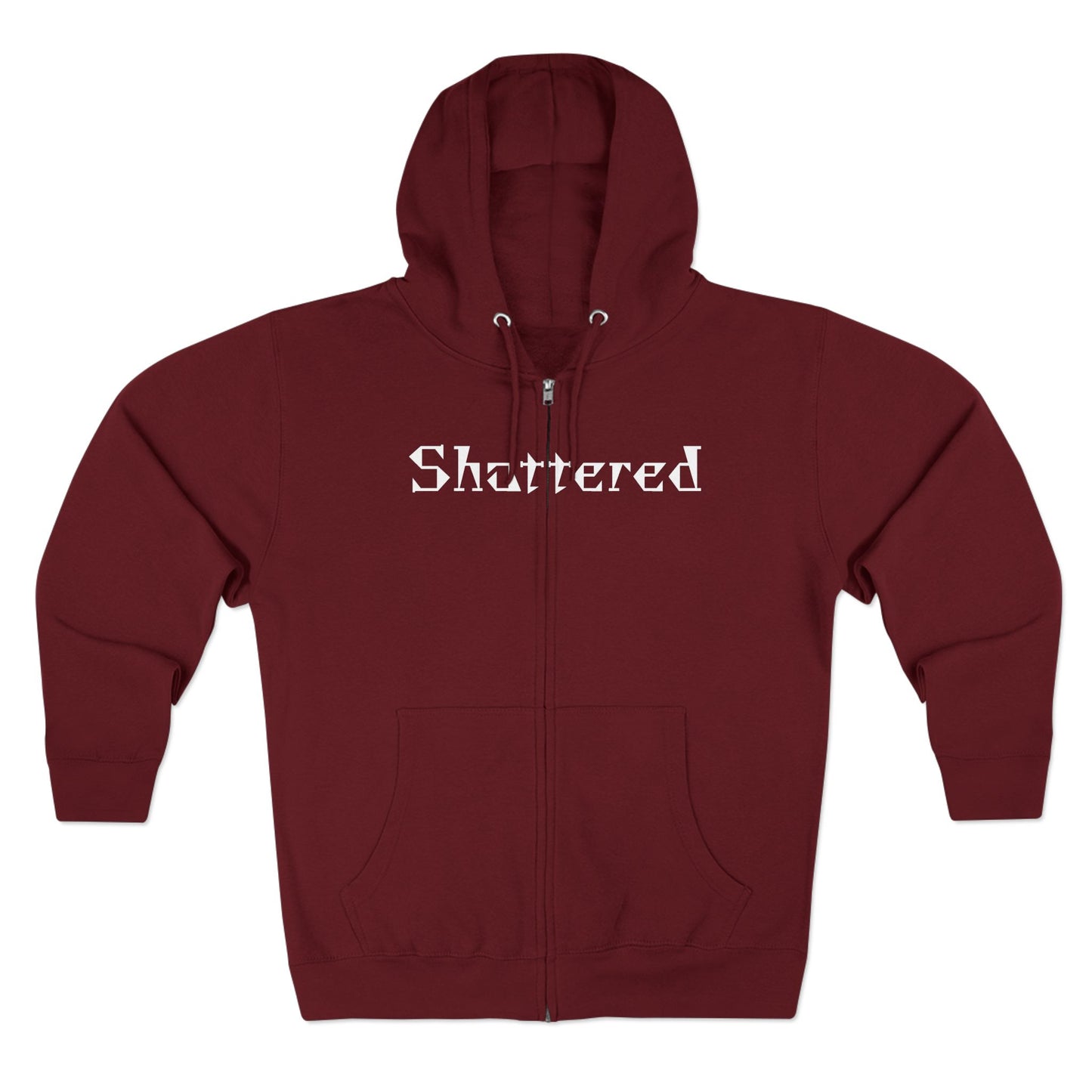 "Shattered"- Zip up Hoodie (Burgundy)