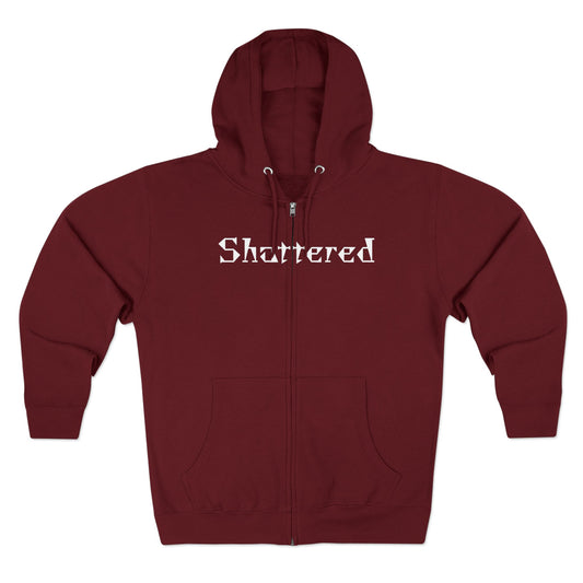 "Shattered"- Zip up Hoodie (Burgundy)