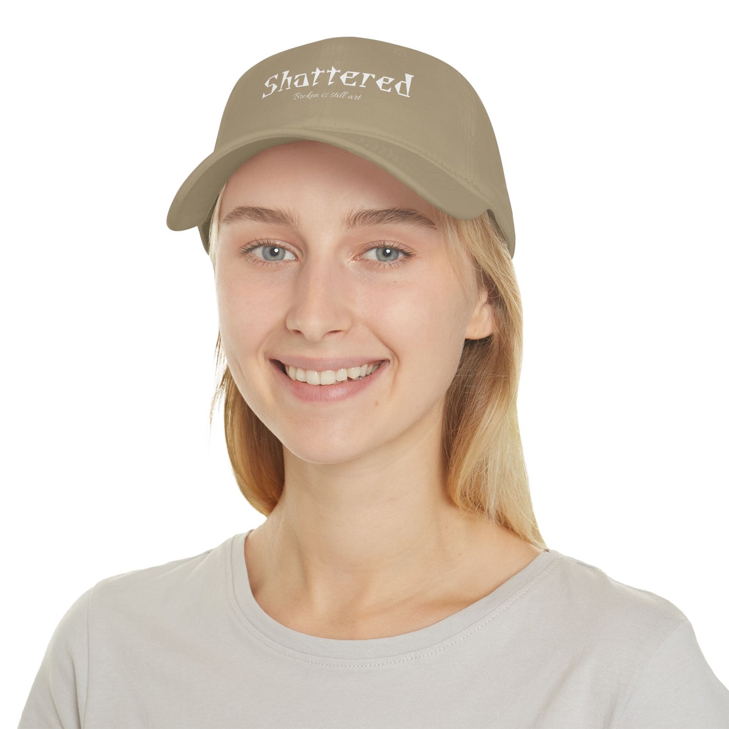 Shattered Low Profile Baseball Cap — "Broken Is Still Art" Gothic Logo