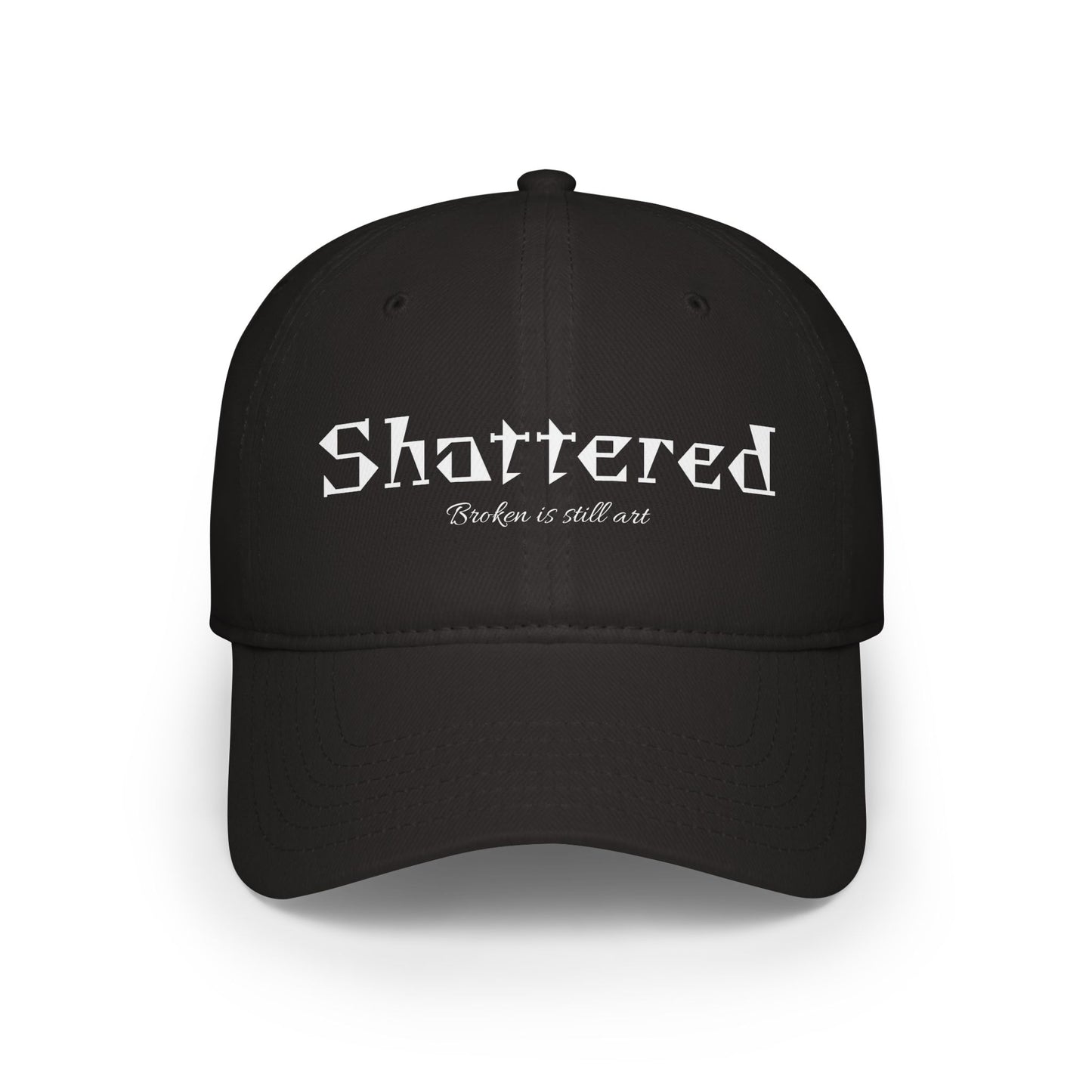 Shattered Low Profile Baseball Cap — "Broken Is Still Art" Gothic Logo