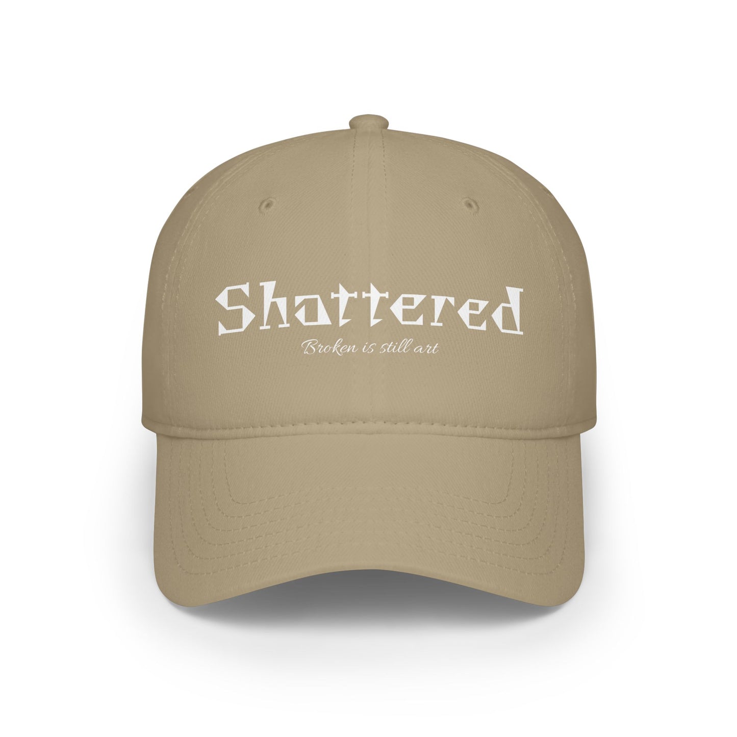 Shattered Low Profile Baseball Cap — "Broken Is Still Art" Gothic Logo