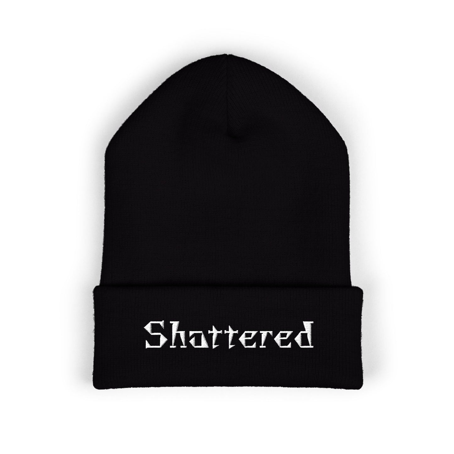 Embroidered Shattered Beanie (Black)
