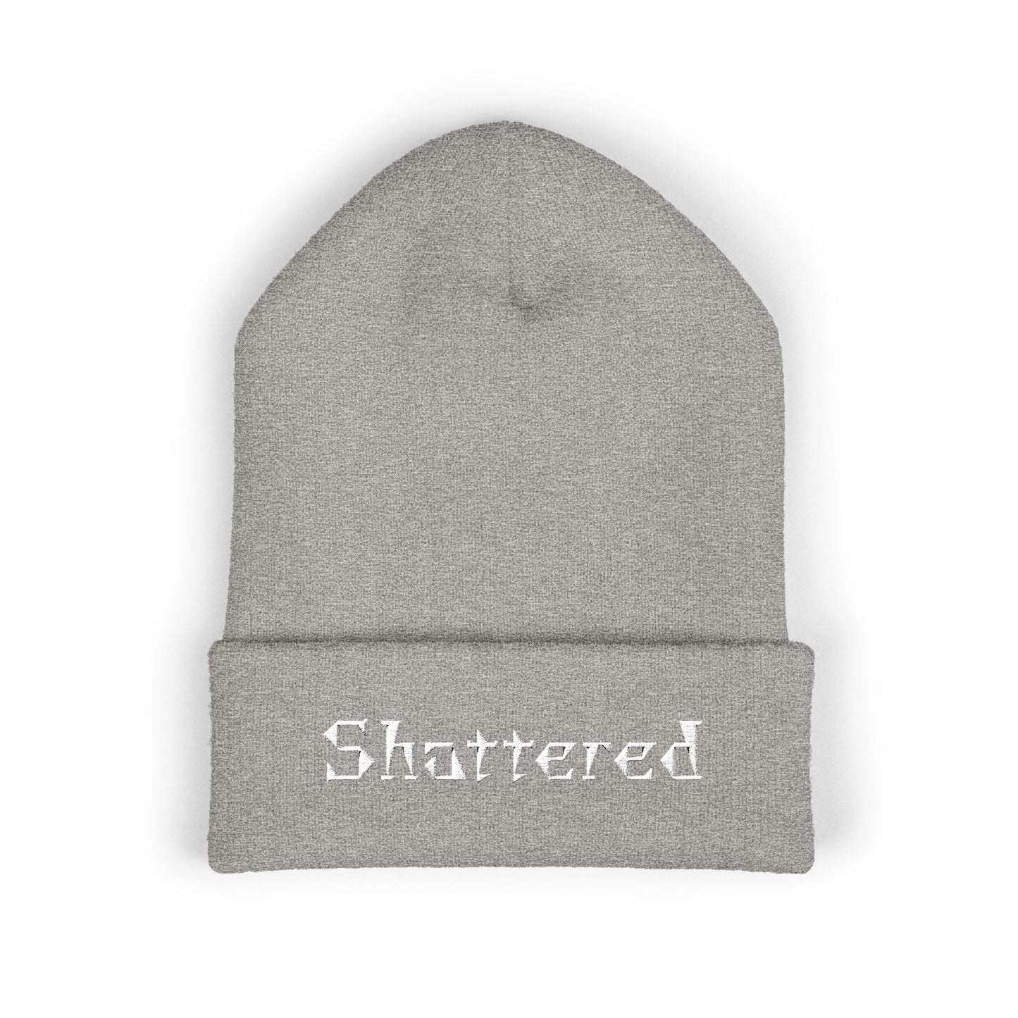 Embroidered Shattered Beanie (Heather Grey)