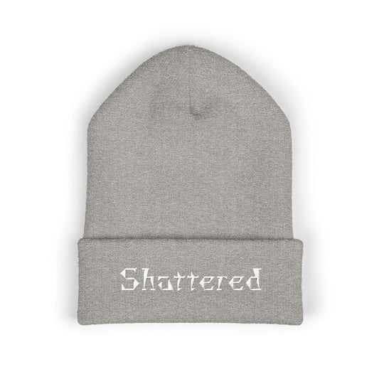 Embroidered Shattered Beanie (Heather Grey)