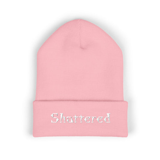 Embroidered Shattered Beanie (Baby Pink)