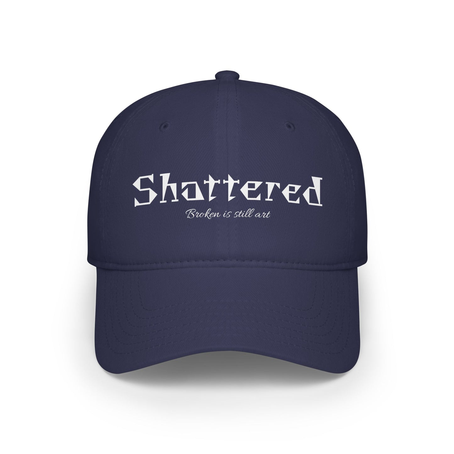 Shattered Low Profile Baseball Cap — "Broken Is Still Art" Gothic Logo