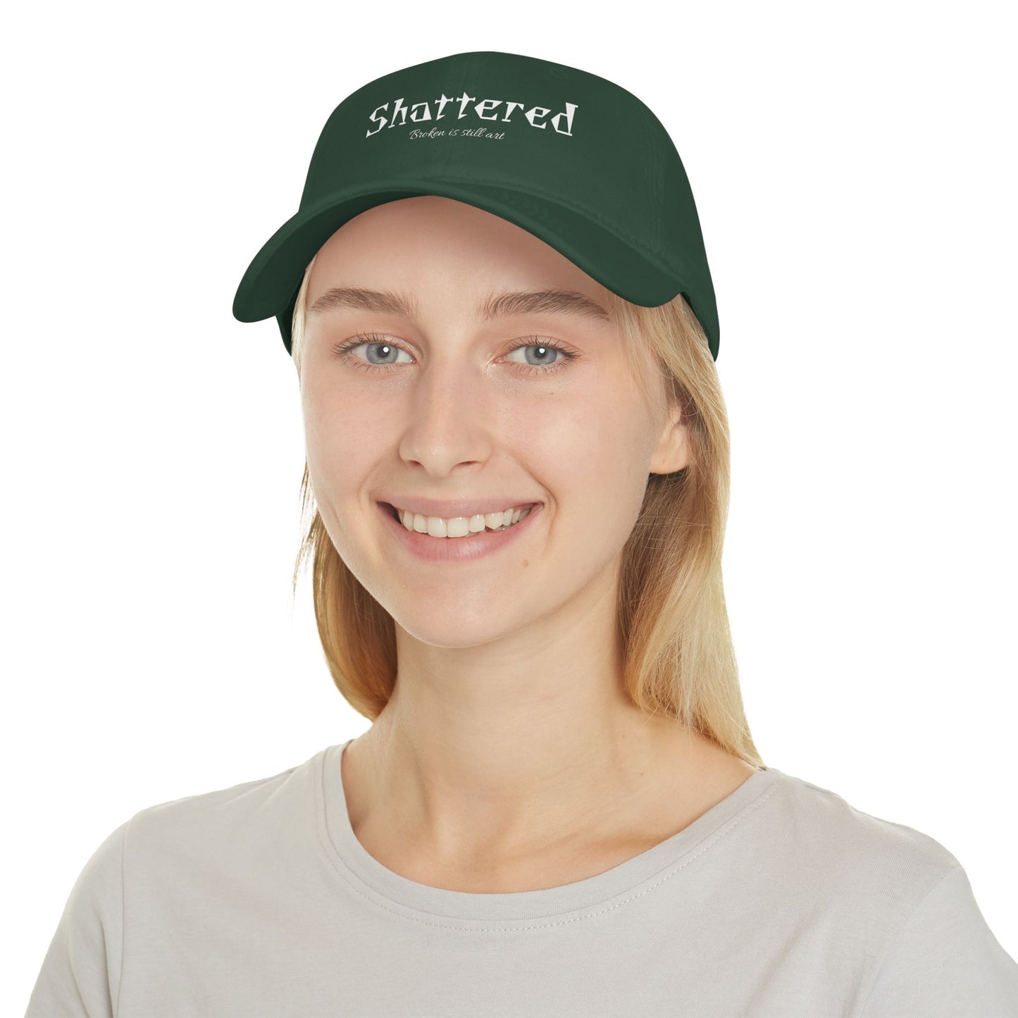 Shattered Low Profile Baseball Cap — "Broken Is Still Art" Gothic Logo