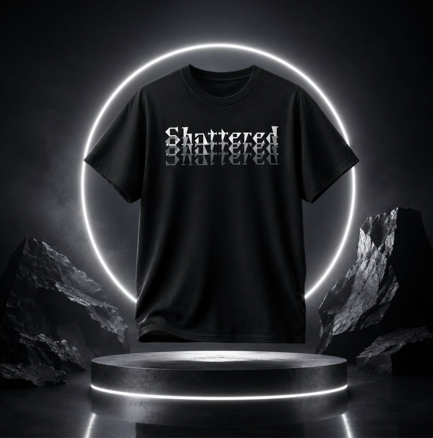 Shattered T-shirt Grayscale